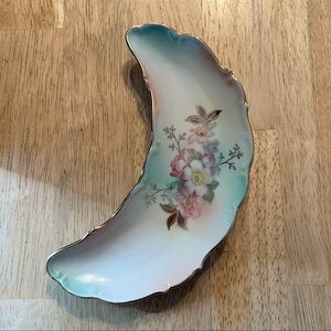 Vintage Schumann Arzberg Germany Floral Crescent Shaped Porcelain Dish